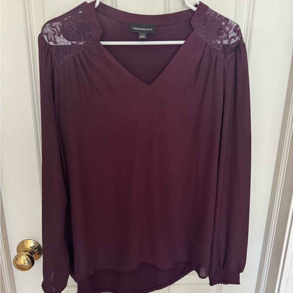 Women's Purple Lace Detail Top